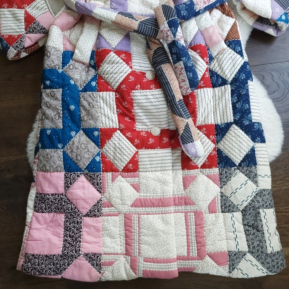 Sea NY Nohr Patchwork Retro Quilt Long Wrap Coat - Picture 9 of 16